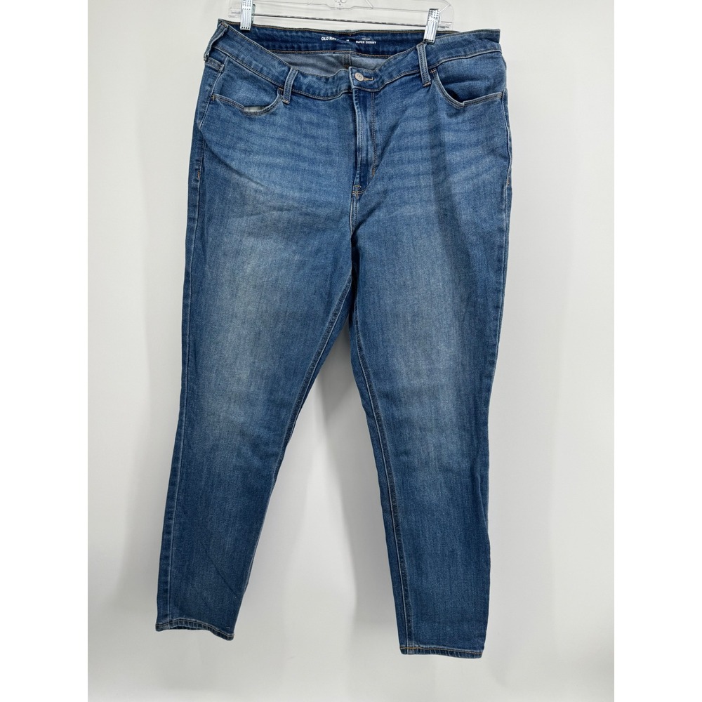 Old Navy High-Rise Super Skinny Jeans Womens 18‎ Long Medium Wash Blue Denim
